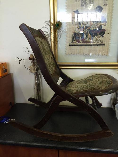 Antique Imbuia Foldup Rocking Chair