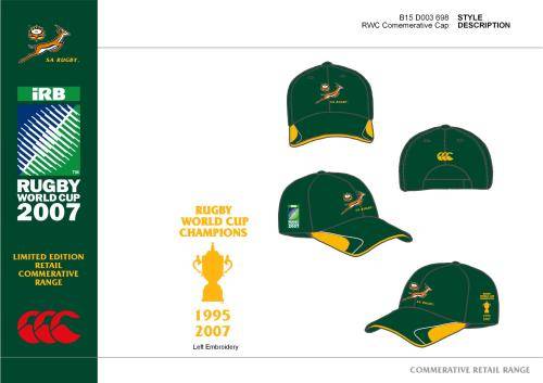 Springbok Limited Edition RWC 2007 Winners Commemorative Rugby Cap - Official Merchandise
