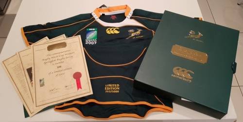 Springbok Limited Edition RWC 2007 Winners Jersey No.797/5000 + FREE Cap + Shipping