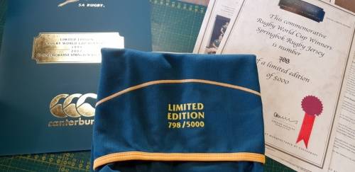 Springbok Limited Edition RWC 2007 Winners Jersey No.847/5000 + FREE Cap + FREE Shipping