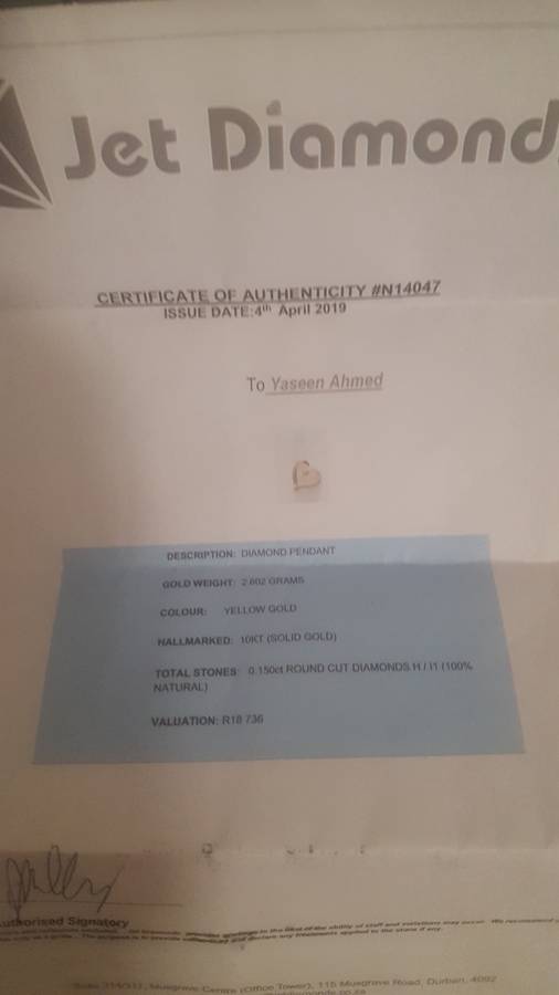 R18 736 Evaluated Diamond Pendant