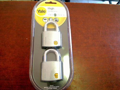 Yale 50mm Brass Padlocks with Chrome Finish (Keyed Alike)
