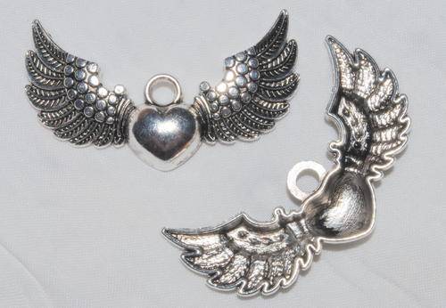 SILVER HEART ANGEL WINGS
