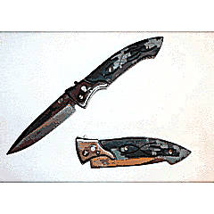 Black Hawk Military Flick Knife with Camo Handle