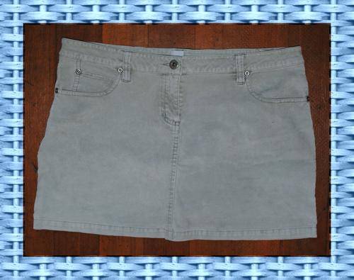 GREY CORDUROY MINI SKIRT - UK 14