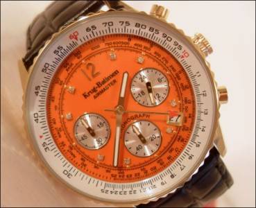 **DIAMOND** MEN'S KRUG BAUMEN 8 DIAMONDS AIRMASTER PILOT SLIDE RULE WATCH W/ BOX AND PAPERS