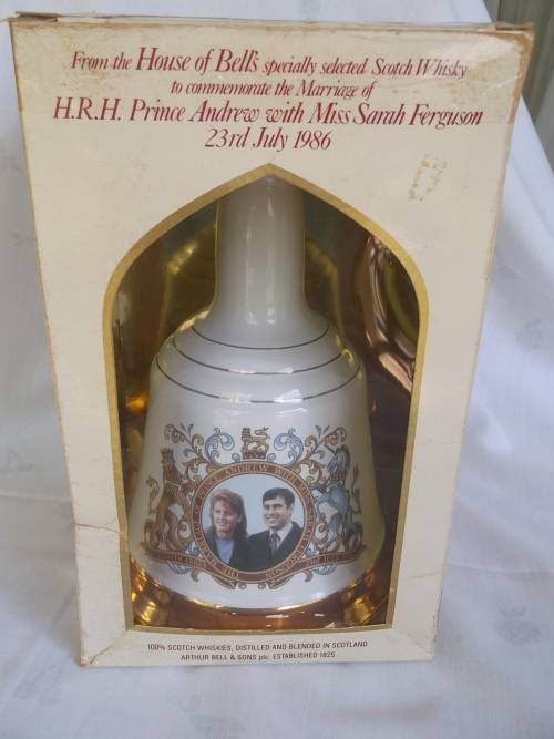 Bells Whisky 750ml  sealed Wade decanter with box commemorating Andrew and Fergie wedding, 1986.