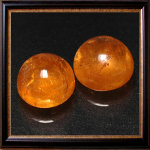 Natural Spessartite Garnets Pair 1.96ctw Orange Round Cabochons, Gemstones