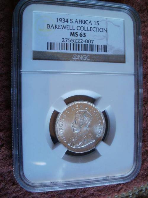 1934 Shilling MS63 - Very hard to find in UNC with a cat val of R6500 !!!!