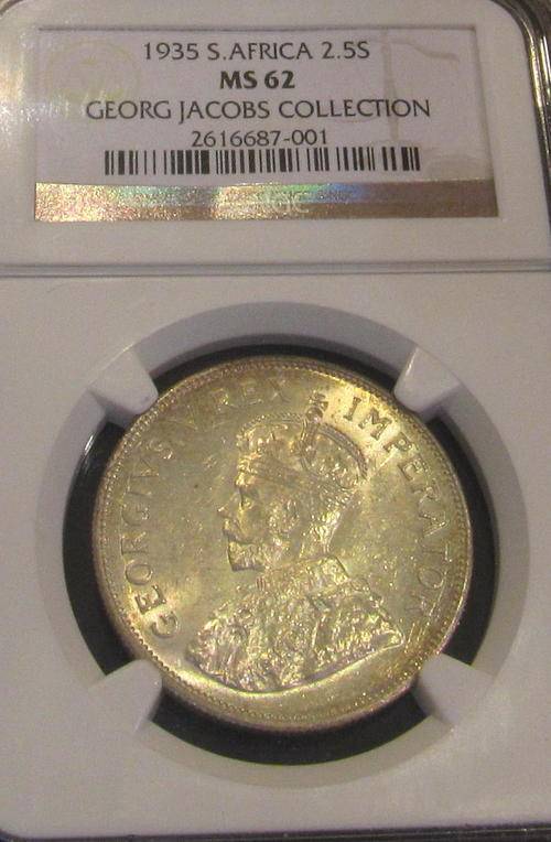 1935 Half Crown MS62 - Only 5 better - Cat val R20 000 - Impossible coin to aquire !!!!