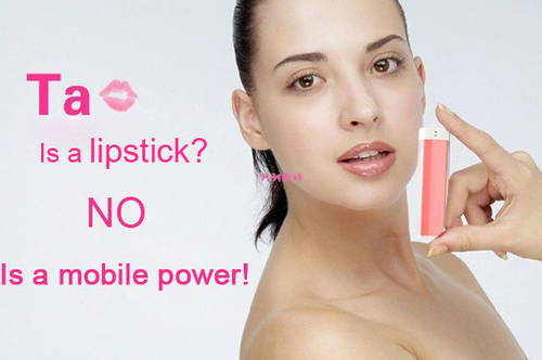 Lipstick POWER BANK ,2000MAH portable external battery charger for Iphone, HTC, Sumsung etc