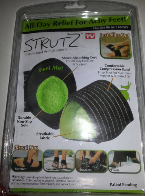 Strutz cushioned arch supports - relief for achy feet - wear with any shoe