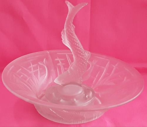 Art Deco  -  Glass  Fish Figure  Bowl