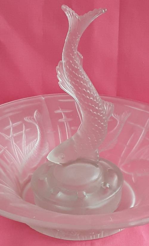 Art Deco  -  Glass  Fish Figure  Bowl