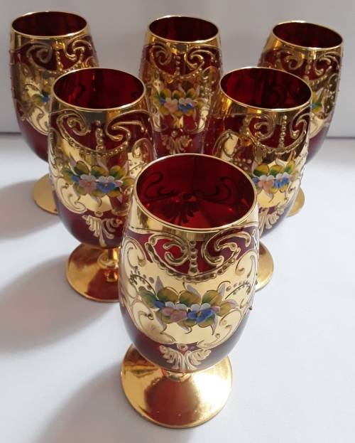 Venetian  Glass  -  Relief  Stemmed  Glasses