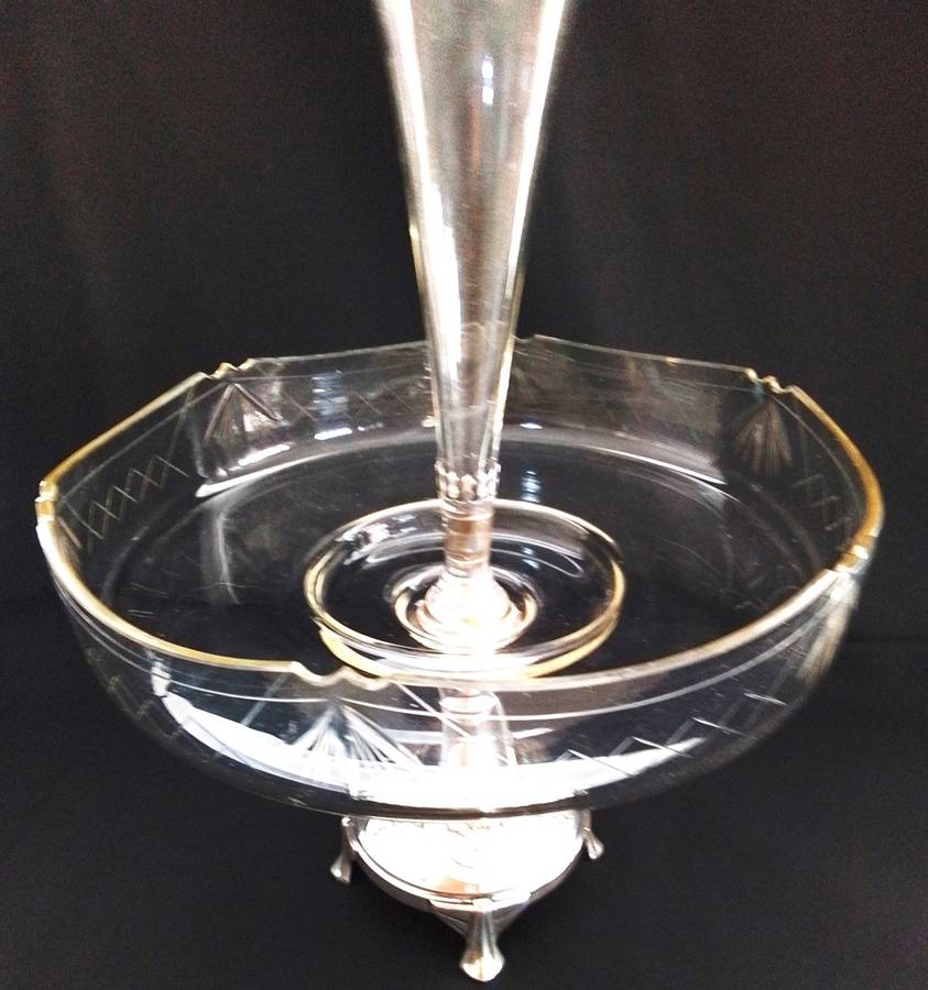 Silver Plated and Glass Epergne  - c1900