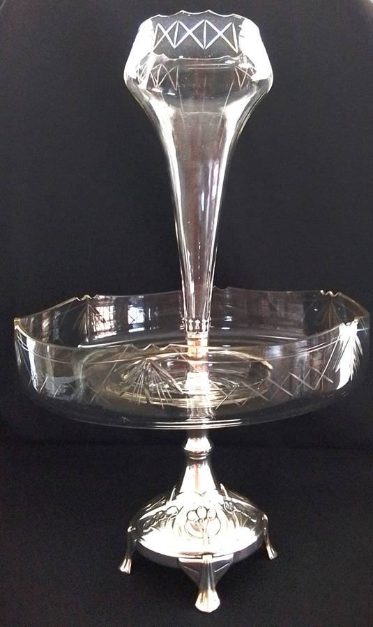 Silver Plated and Glass Epergne  - c1900