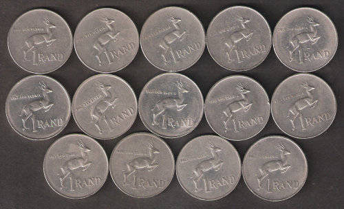 RSA 14 x R1 Nickle  coins from 1977 to 1990 - as per scan
