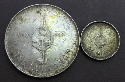 *CRAZY R1 START* Swaziland 1 Luhlanga & 5 Cents 1968 - Silver coins