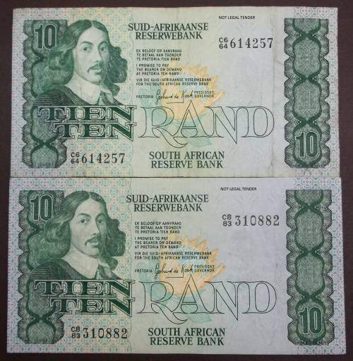*CRAZY R1 START* 2x SA 10 Rand mid 1980's - Alpha/Numeral Prefix