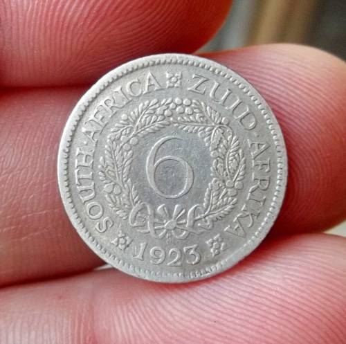 *CRAZY R1 START* SA Union 6 Pence 1923 - Planchet error on rim