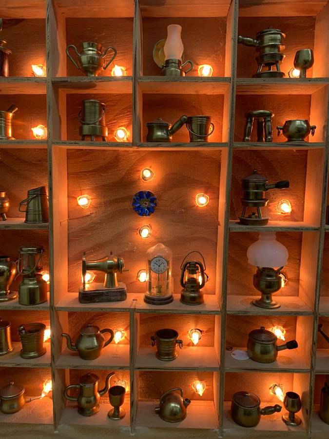 Printers Tray with 60 Brass Ornaments