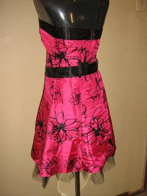 Pink and black knee length dress - size 34