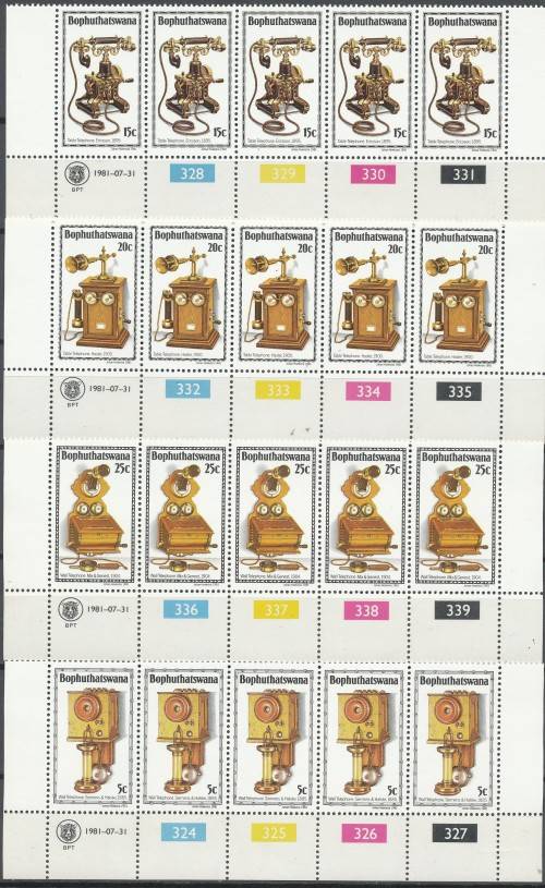Bop 1981 history of the telephone 1st issue control strips of 5