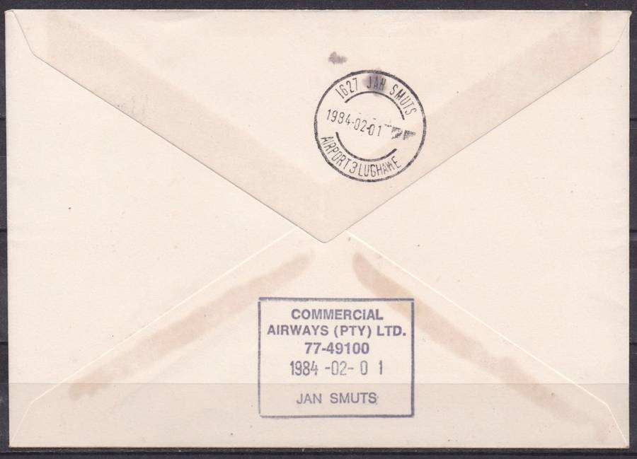 RSA 1984 innaugugral flight PMB - JHB signed  cover. LOOK SCAN.