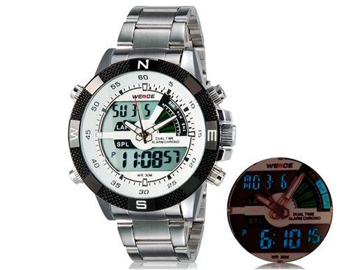 Weide Unisex Dual Movement Round Analog & Digital 30m Waterproof Sports Watch