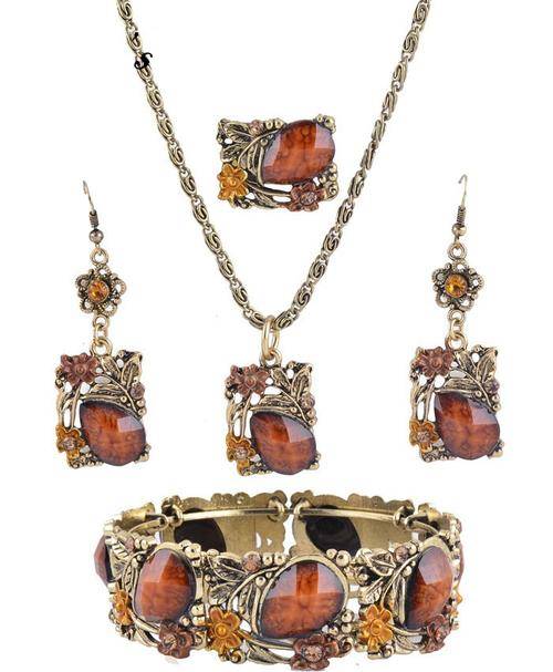 TOP Quality Brown Stone Vintage Jewelry Set