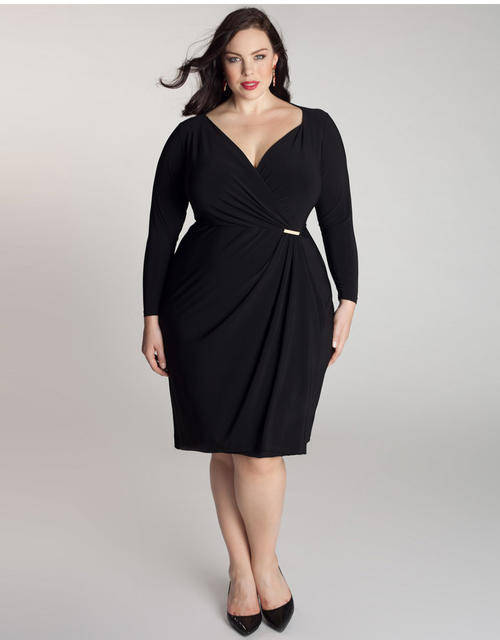 Tie Waist Long Sleeves Plus Size Sexy Dress