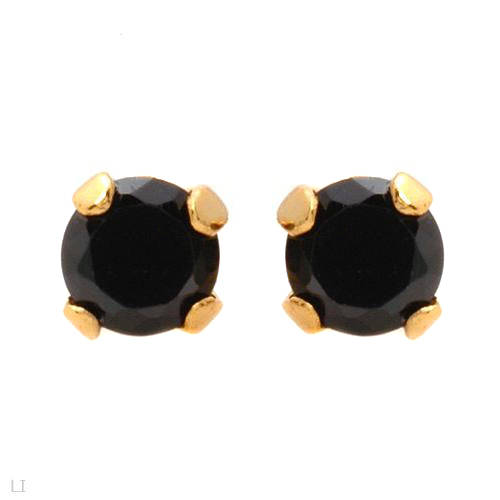 Terrific Brand New Stud Earrings With Cubic zirconia 14K/925 Gold plated Silver Length 3mm