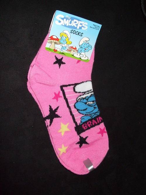 The Smurfs - Brainy Smurf on Pink background (Size 6-8, Shoe Size 10)
