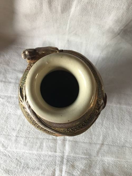 WOW !!! STUNNING ANTIQUE SATSUMA WARE LEFT HANDED VASE