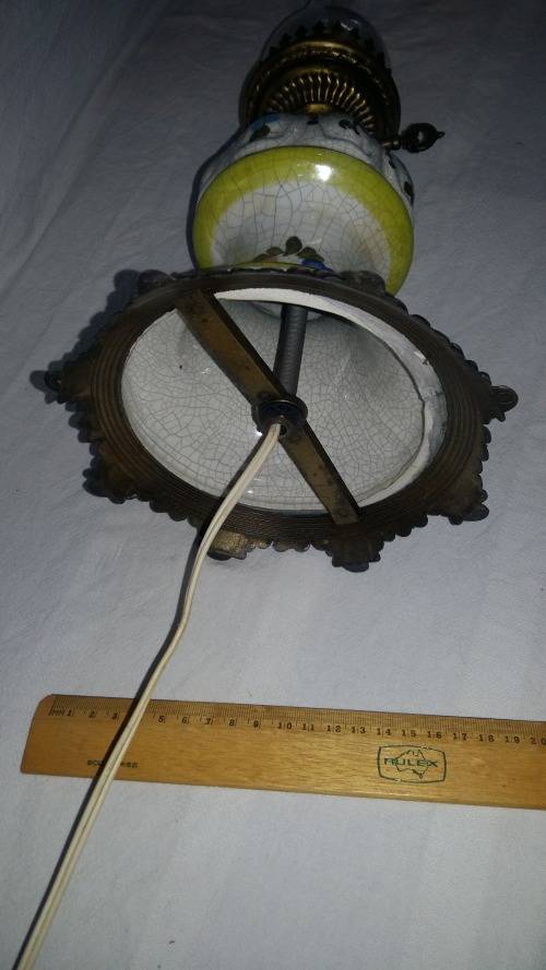Stunning Vintage Brass and Crazed Porcelain Lamp. 46.5 cm High