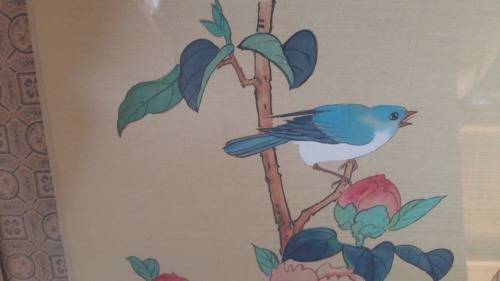 Beautiful Vintage Chinese Silk Painting Signed and stamped 42cm x 32.5cm