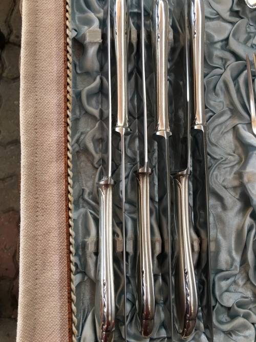 WOW !!!! A BEAUTIFUL BOXED SET OF WELLNER GERMAN SILVER PLATE CUTLERY 1930,s all clearly marked