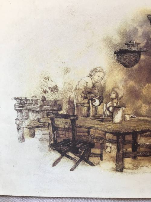 WOW !!! AN OLD PRINT ON BLOCK BOARD "The Schreuder house kitchen" signed