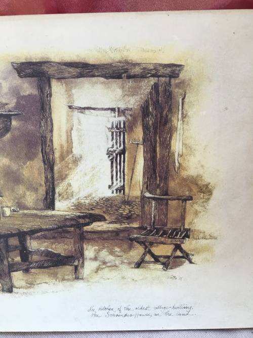 WOW !!! AN OLD PRINT ON BLOCK BOARD "The Schreuder house kitchen" signed