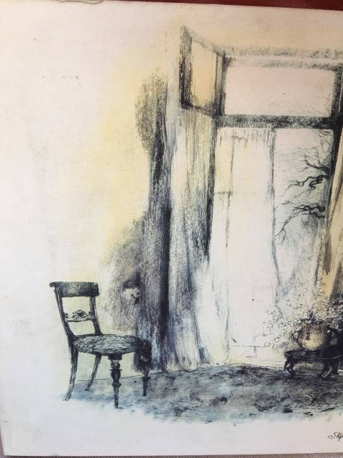 WOW !!! AN OLD PRINT ON BLOCK BOARD "Georgian house in Stellenbosch" signed