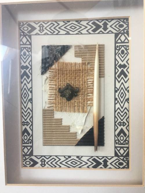 STUNNING FRAMED BOXED AFRICAN ARTWORK WITH A WATER BUFFALO