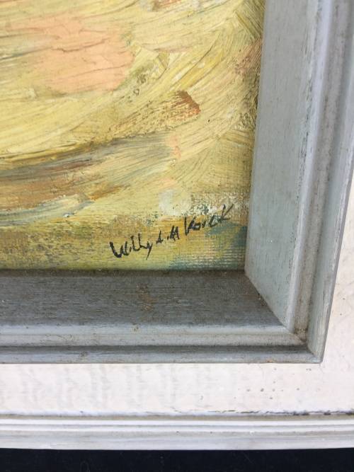 WOW !!! STUNNING OIL ON CANVAS IN A VINTAGE FRAME signed 375 X 690 mm