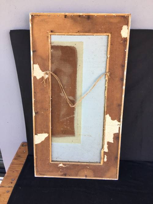 WOW !!! STUNNING OIL ON CANVAS IN A VINTAGE FRAME signed 375 X 690 mm