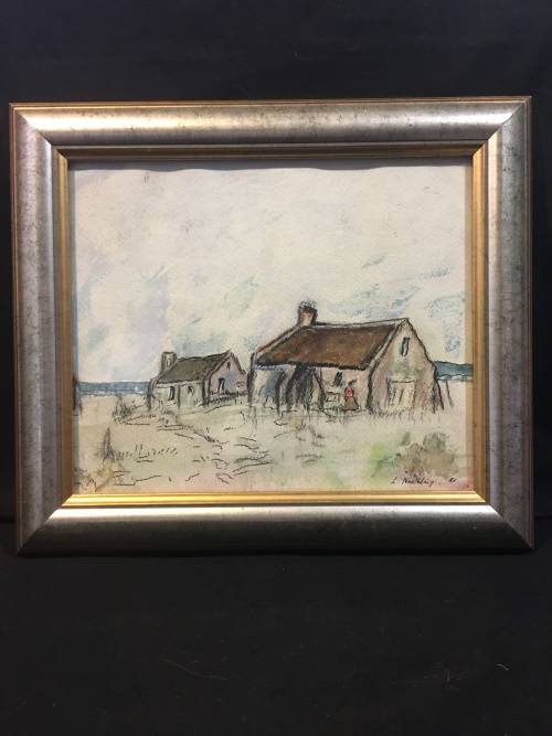 STUNNING FRAMED VINTAGE MIXED MEDIA LANDSCAPE SIGNED L.NEETLING,1981
