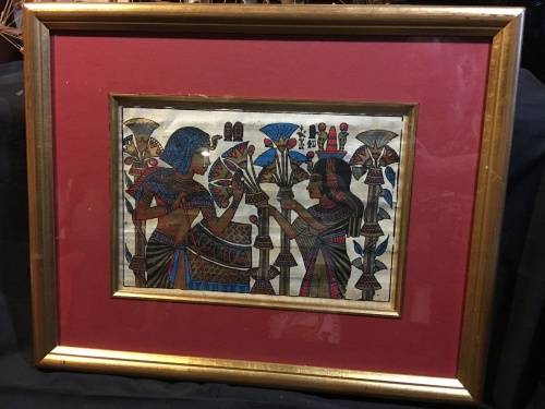 WOW !!! STUNNING FRAMED EGYPTIAN PAINTING ON PAPYRUS  500 X 400mm