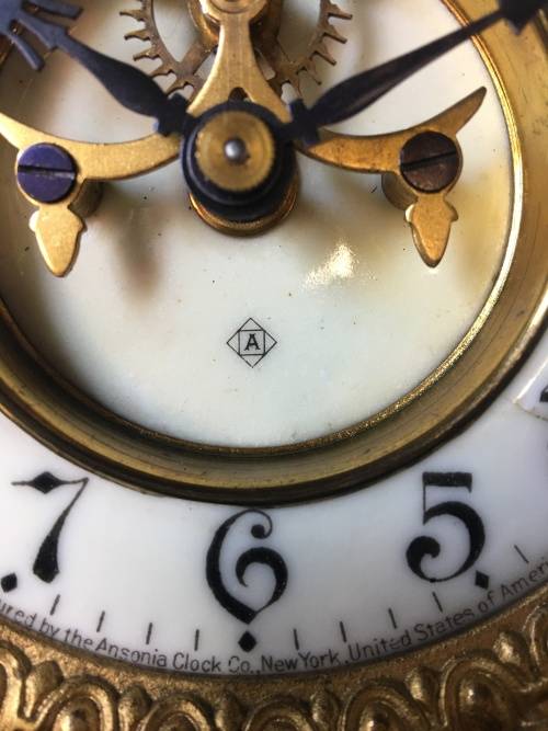 WOW !!! Gorgeous antique Ansonia marble cased mantle clock in pristine condition c1882