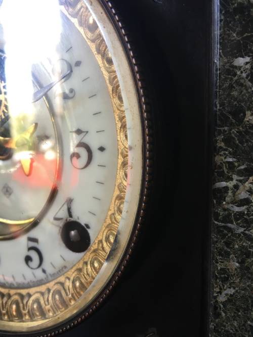 WOW !!! Gorgeous antique Ansonia marble cased mantle clock in pristine condition c1882