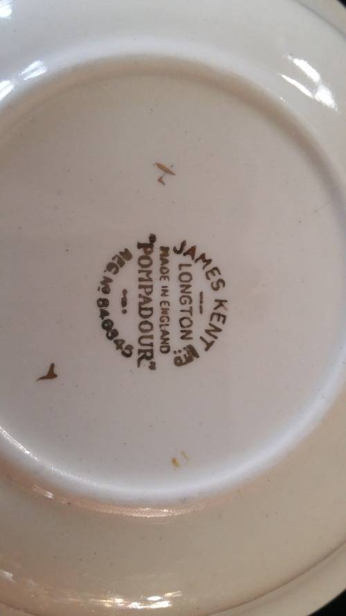 Beautiful Vintage James Kent Longton Pompadour Reg: No 846345 Porridge Bowl. No 6
