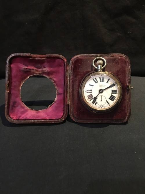 HALLMARKED BIRMINGHAM STERLING SILVER GOLIATH POCKET WATCH CASE BY SYNYER & BEDDOES 1918 marked